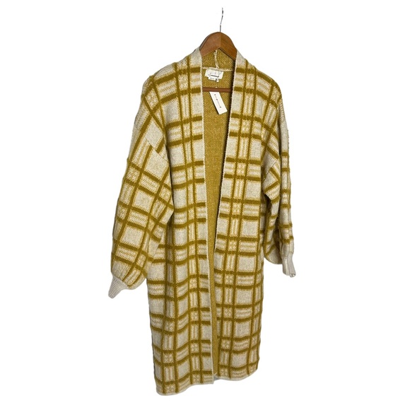 Final Price NWT Anthropologie Windowpane Knit Open Cardigan Coatigan one size - Picture 6 of 13